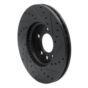 Cadillac BLS Brake Rotor (1) - Front Left - R1 Concepts - Drilled & Slotted - Black - `03-`11